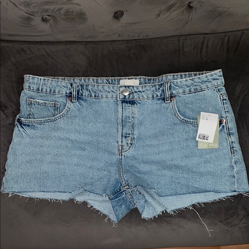 H&M Blue Jean Shorts with Distressed Hem